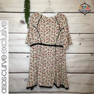 ASOS CURVE Skater Dress With Lace Inserts